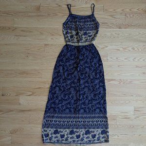 Navy and Tan Maxi Sundress - Size Large